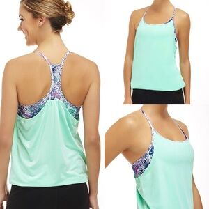 Fabletics Turquoise and Purple Athletic Tank Top